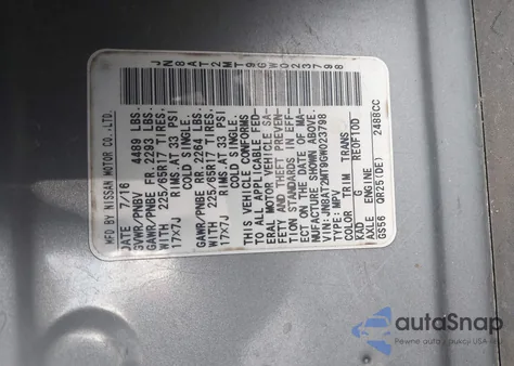 2016 Nissan Rogue Sv from USA, damaged, VIN JN8AT2MT9GW023798